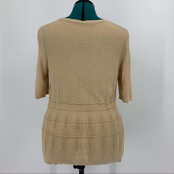 Betty Barclay Lightweight Short Sleeve Tan Sweater with Bead Accents, Small - Picture 11 of 16